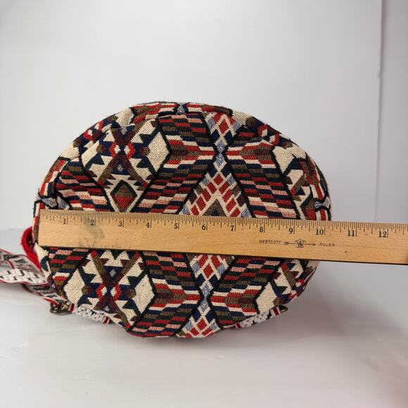 EUC Tapestry Southwest Aztec Tribal Boho Hippie Drawstring Large Backpack India - Picture 10 of 11
